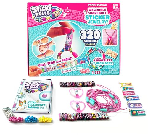 Sky Castle Sticki Rolls Sticki Station, calcomanías para compartir, kit de joyas de bricolaje, pulseras y collares