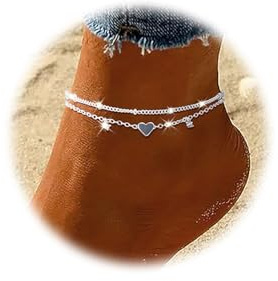 Nayyana Bracelets de cheville en argent sterling pour femme, étanche, plaqué or, zircone cubique et breloque en forme de cœur, bracelets de cheville délicats pour femme, chaîne simple