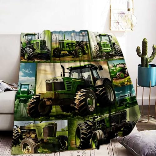 KAIDAARTLH Traktormotiv Kuscheldecke für Kinder 150x200cm, Traktormotiv Weich Bequem Kunstfell Decke, Kuscheldecken für Couch Bett (150x200cm, Traktor-1)