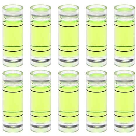 QUARKZMAN 10pcs Zylindrische Libelle 8x23mm Mini Wasserwaage für Nivellierung Kamera Stativ Teleskop Werkstatt Drehteller Bilder Rahmen, Grün.