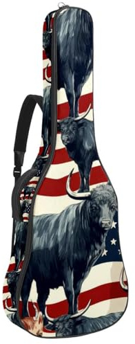 Custodia impermeabile per chitarra acustica da 40/41/42 pollici, con scomparto per accessori, custodia con strato protettivo, tasche multiple, animali della bandiera americana, Multicolore,