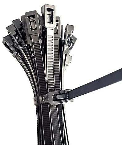 Donboly 100 pezzi Fascette Plastica per Cablaggio, Fascette Riutilizzabili, Nylon Cavi Stringicavo Fascette Elettricista,Resistenza alla rottura 22 kg (Nero, 5 * 300mm)