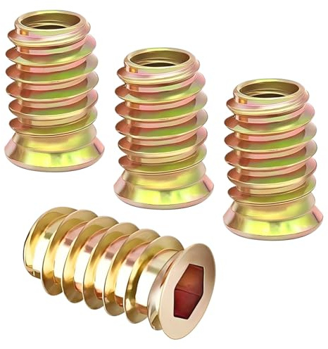 Qrity M4x15mm Insert Fileté Bois, Écrous Meubles Hex, 20 Pièces | Acier Carbone Zingué, Anti-vibration pour Réparation Meubles, Lits & Bricolage