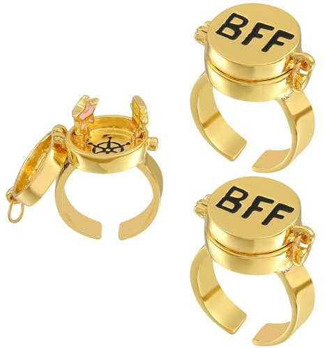 ZeiLaBang Kakadi 2 Stück Beste Freunde für Immer Ring,Süßes BFF Ring,Ringe Symbol Of Friendship,Offene Kappe Ringe,Freundschaftsring,Beste Freundschaft Gedenkgeschenk für Besten Freund