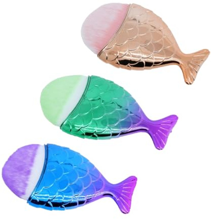 XOXVURI 3 Stück Fish Tail Foundation Brush Nail Dust Remover Brush Powder Blush Fishtail Nail Cleaning Brush Staubpinsel Nägel For Nail Art Dust Powder Remover