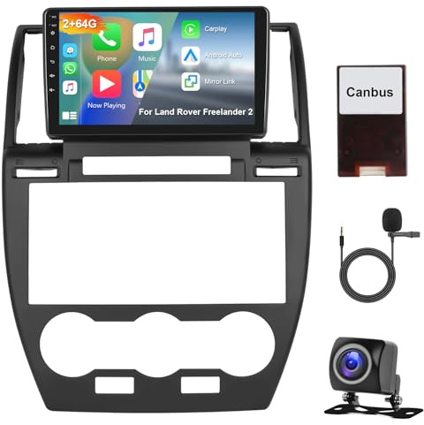 2GB+64GB Hodozzy Android Radio para Land Rover Freelander 2 2007-2012 Carplay Android Auto, Pantalla Coche 2 DIN 9 Pulgadas con GPS WiFi Bluetooth Mirrorlink,FM RDS HiFi Radio Cámara + Canbus