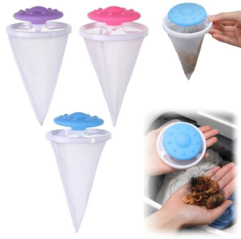2025 Neu Tierhaarentferner Waschmaschine, 3PCS Floating Hair Filtering Mesh Removal, Filterbeutel Waschmaschine Haarentferner Reinigung Dekontamination Haarentferner Waschbälle für Wäsche (3PC)