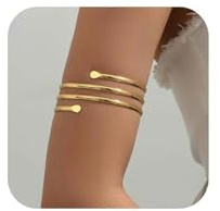 BelleVive Minimalista Brazalete Dorado de Múltiples Capas para el Brazo Superior, Pulseras y Joyería Apilable para Mujeres y Hombres