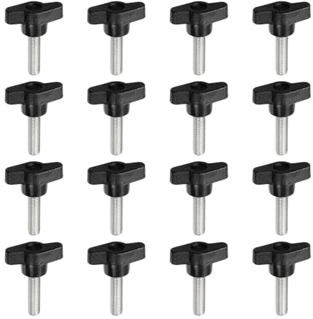YELARXI Lot de 16 vis moletées en forme de Z en acier inoxydable 304 avec tête en T, filetage M8 x 30 mm pour remplacer les boutons de serrage manuels – En forme de Z (lot de 16, noir)