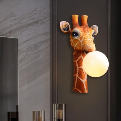 AoLa Glaskugel Wandleuchte Tiere Giraffe Kinderzimmer Wandlampe E27 lnnen Jungen und Mädchen Babyzimmer Dekorationen Wandleuchten Nachtlicht aus Umweltschutz Harz Kreative Giraffen Lampe