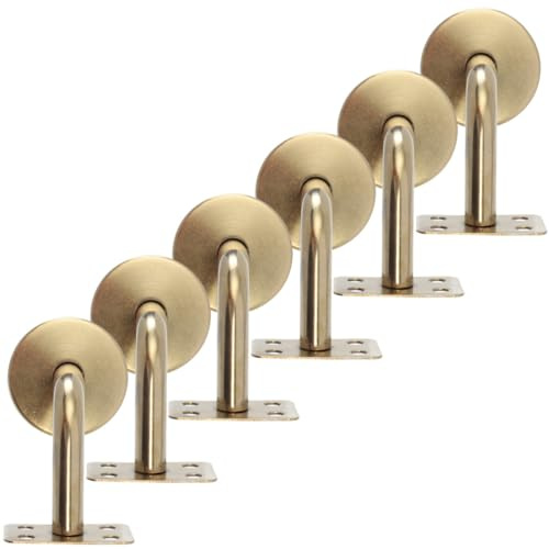 DIYEAH Soportes De Pasamanos De Acero Inoxidable Dorado, Soporte Para Barandilla De Escalera Resistente Oxidación, 6 Piezas Placa Fija 60x60 Mm, Para Instalación Paredes Interiores y Exteriores