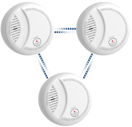 Hapippofa Connecté Detecteur de Fumée,Alarme Incendie Détecteur Fumée10 Ans avec Pile 9V Remplaçable,Alarme de Pile Faible, Certifié Selon EN14604,3 PCS