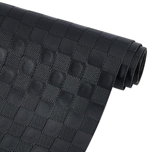 BENECREAT 100 x 137 cm/39 x 54, svart, rutigt, präglat syntetiskt läder, PVC-texturerat fuskläder för plånböcker, handväska, sömnadsdekorationsprojekt