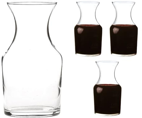 Cocktail Carafe 250ml / 8.5oz – Mini Glass Carafes for Cocktails, Water, Juice & Wine Top Ups – Durable Clear Glass, Dishwasher Safe (4)
