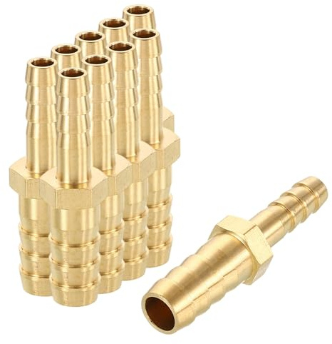 Rebower 10Pcs Brass Hose Barb Adapter Fitting Union 25.5mm Barb to 20mm | for Industrial, Automotive, Fluid Transfer, Home Gardening, and Water Treatment