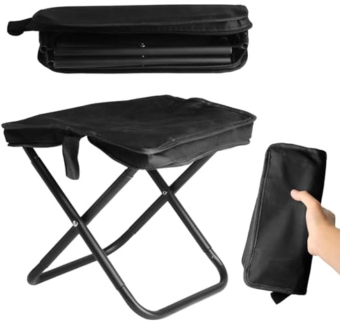 1 PcsFolding Camping Stools Folding Lightweight,Portable Small Folding Stool,Foldable Chairs Outdoor Backpack Garden Stools, Portable Camping Chair Travelling Picnic Hiking Fishing Seats(Black)