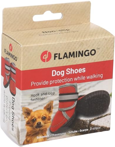 hundeschuhe - Kajan - 2 stück - rot - XXS - 5,8x4,6x9 cm - neopren - Harte Sohlen - rutschfest - reflektierend