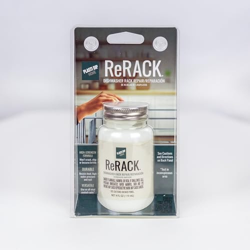 Plasti Dip ReRACK Reparaturbeschichtung für Geschirrspüler, 118 ml, flexible Gummi-Ausbesserungsfarbe für verrostete Gestelle, wasserdicht, hitzebeständig, einfache Anwendung mit Pinsel