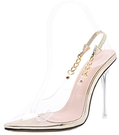 WZPKJH Clear Stiletto High Heels for Women Slip On Shoes Pointed Toe Sandals Transparent Dress Wedding Party Pumps
