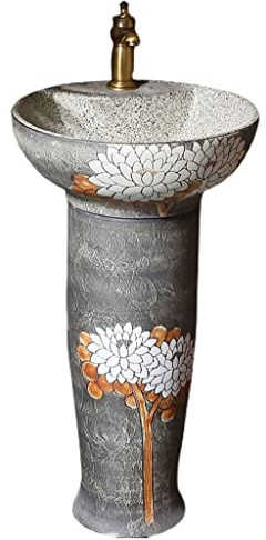 Laundry Room Sink Bathroom Ceramic Washbasins Vintage Art Sink Vertical Vanity Pedestal Basin One-Piece Combo Outdoor Freestanding Washbasins