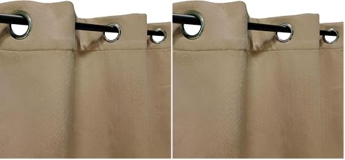 Atout Ciel Rideau occultant Thermique Velours frappé doublé Polaire à œillets 140x240cm prêt a Poser, Taupe (Lot de 2)
