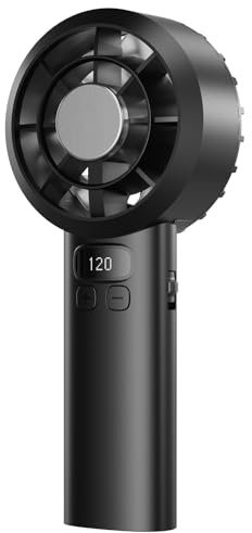 LUXVANO Ventilador de Mano Recargable, Mini Ventilador USB Portátil, 120 Velocidades, Pantalla LED, Batería 3000 mAh, Silencioso para Viajes, Oficina y Hogar, Negro
