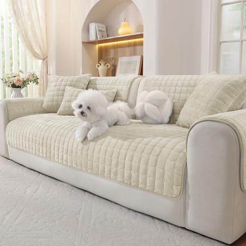 Ystyle Flanell Weiche Sofa Überzug 1 Stück, 70x180 cm, Beige | Universelle Waschbarer Sofaüberwurf für 1/2/3/4-Sitzer L-Ecksofa, Komfortabler Couch überzug, Sofadecke Kratzfest Hund Katze