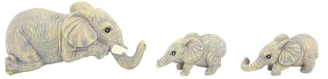 QWUUYEC Figura Decorativa de Elefante, Estatua de Resina Pintada a Mano, Familia de Elefantes Madre con Crías, Adorno para Mesa y Estante - Diseño Colgante, Detalles Vivos, Ideal para