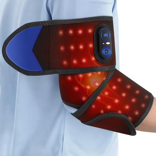 Handmassagegerät Heizkissen Rotlicht 100cm mit 3 Heizstufen 3 Timer | Hand Massagegerät Kabelloses mit 5000mAh akku, Hand Massager mit 108 Rotlicht 660nm für Handgelenk,Geschenk für Vater Mutter
