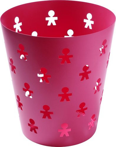 Alessi A di GIROTONDO Corbeille à papier en acier inoxydable et résine époxy vernie Rouge