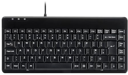 perixx PERIBOARD-409U Wired USB Mini Keyboard, Black, UK Layout