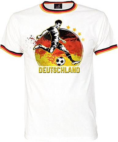 T-shirt pour fan de la Coupe du monde de football 2021 - Maillot avec motif Allemagne pour homme et femme en M, L, L, XL, 2XL, 3XL, Blanc., XL