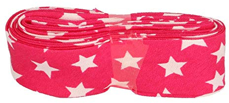 Sandras-Bastelladen Schrägband/Einfassband Baumwolle mit Muster gefalzt 3m x 20mm 012- Stern Pink