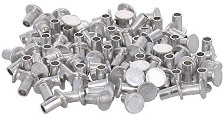 MroMax Lot de 200 rivets semi-tubulaires argentés à tête plate de 3 mm de diamètre et 6 mm de long