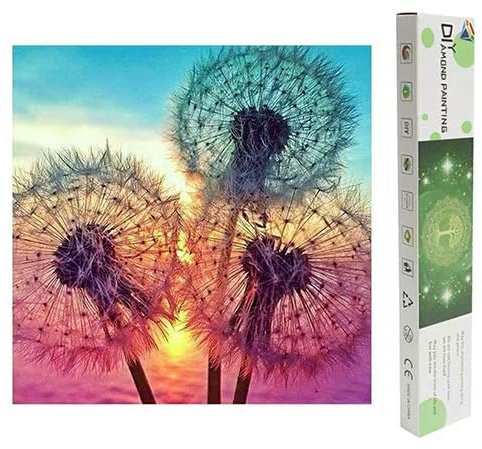 Square Diamond Painting Strass Glitzer Pusteblume 40x40cm Mit Verpackung Box Quadratische Steine Strasssteine Pusteblume Craft Buddy Crystal Art Puzzle Diamant Mosaik Basteln Erwachsene Löwenzahn
