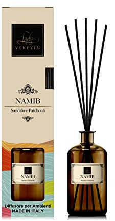 Lady Venezia Raumduft mit Stäbchen - Diffuser mit Stäbchen - Diffuser für Aromatherapie - 3 Düfte - 500 ml (Namib - Sandelholz und Patchouli)