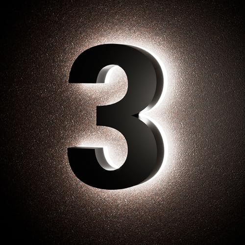LLtronation 5 Inch Backlit House Numbers for Outside, Stainless Steel, LED Illuminated Home Address Number, Modern Lighted Address Signs for Houses, Restaurant, Waterproof