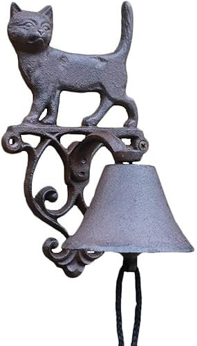 AKSHVA Türglocke Gusseisen antik wandglocke Gusseisen -Türklingel Katzen -Abendessen Glocken Wandglocke im Freien Garten Wanddekoration Gusseisen -Türklingel
