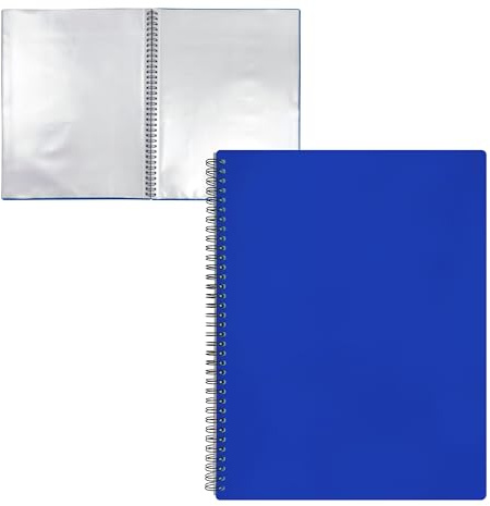 RAYLU PAPER - Sorteringsmapp med A4 genomskinliga plastfodral och robust ogenomskinlig polypropylen omslag, dokumentmapp med fodral för skola och kontor (40 fodral, blå)
