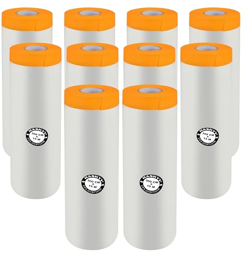 Malerkrepp Abdeckfolie Klebeband Lackschutzfolie Malerfolie Kombiniertes Goldband, Innen- und Außenanstriche, UV-Schutz, scharfe Farbkanten, Selbstklebende Malerfolie - Große Auswahl (10, 300cm x 15m)