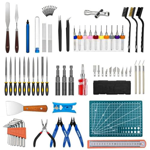 Lankki 82Pcs 3D Printer Accessories, 3D Printing Tool Kit Includes Nozzle Cleaning Kit, Deburring Tools, Removal Tools, Needle Files, Brushes, Cutters, Craft Knife, Tweezers for 3D Prints Finishing