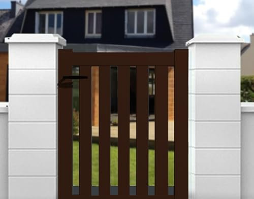 Portillon aluminium battant de jardin pas cher ajouré 1M20X1M (MARRON RAL 1247)