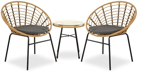 Homestyle4u 2446, Gartenmöbel Set Poly Rattan Braun Schwarz Wetterfest 3 Teilig Terrassenmöbel Balkonmöbel Lounge Möbel Outdoor Garten