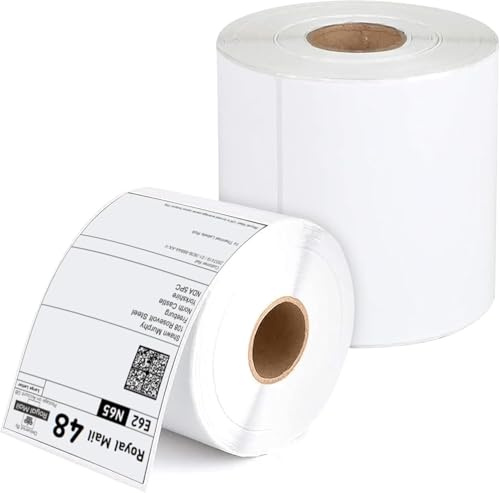 iSOUL 4X6 Direct Thermal Printer Labels Roll 100mm x 150mm 500 White Permanent Adhesive Shipping Labels Rolls Compatible for Zebra, MUNBYN Printers to use on Amazon, Royal Mail Label