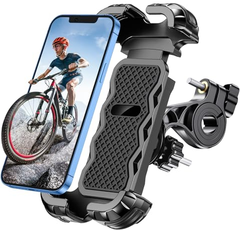 Glangeh Handyhalterung Fahrrad, [Sicheres Schloss] 360° Drehbar Universal Handyhalterung Motorrad, Vollständiger Schutz Handyhalter Fahrrad Organisation für MTB, Kinderwagen, für 4,7-6,8 Smartphone