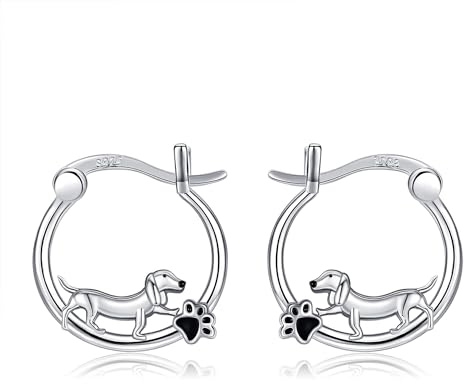 Dackel Ohrringe Sterling Silber Dackel Wiener Hund Creolen Dackel Schmuck Geschenke für Frauen