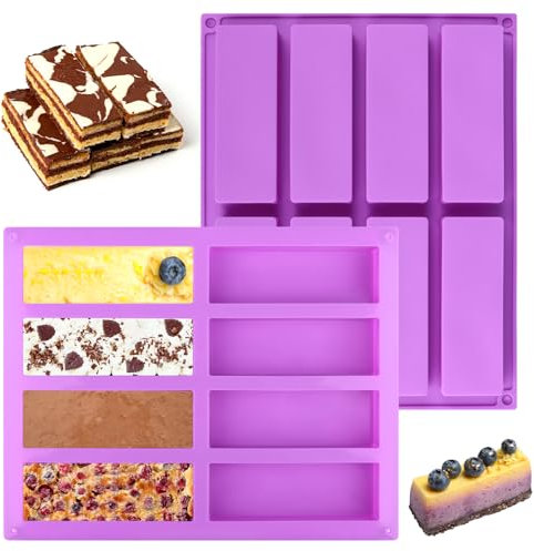 2 Pezzi Stampo per Barrette da Forno Silicone Rettangolare con 8 Cavità