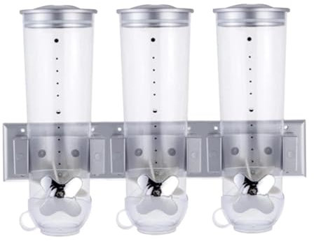 Dispensador de cereales montado en la pared - Dispensadores de dulces de triple recipiente, contenedor transparente hermético para almacenamiento de alimentos | Contenedor de comida seca Triple para c
