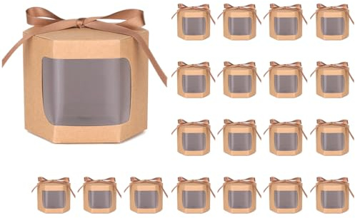 Hitopin Cupcake Boxen Fenster, 20 Stück Mini Einzeln Cupcake Boxen Kraftpapier, Geschenkkarton Kuchen Box Karton, Geschenkboxen Pappe Cupcake Box,für Verpackung Kekse, Kuchen, Gebäck, Dessert