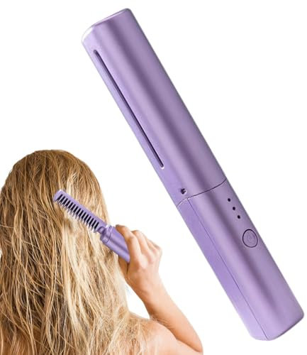 2 En 1 Brosse Lissante Pour Cheveux Sans Fil, Peigne Chauffant,rosse Chauffante Portable 3 Température Peigne De Coiffage, Multifonction Peigne Electrique A Lisser, Lisseur Barbe Homme